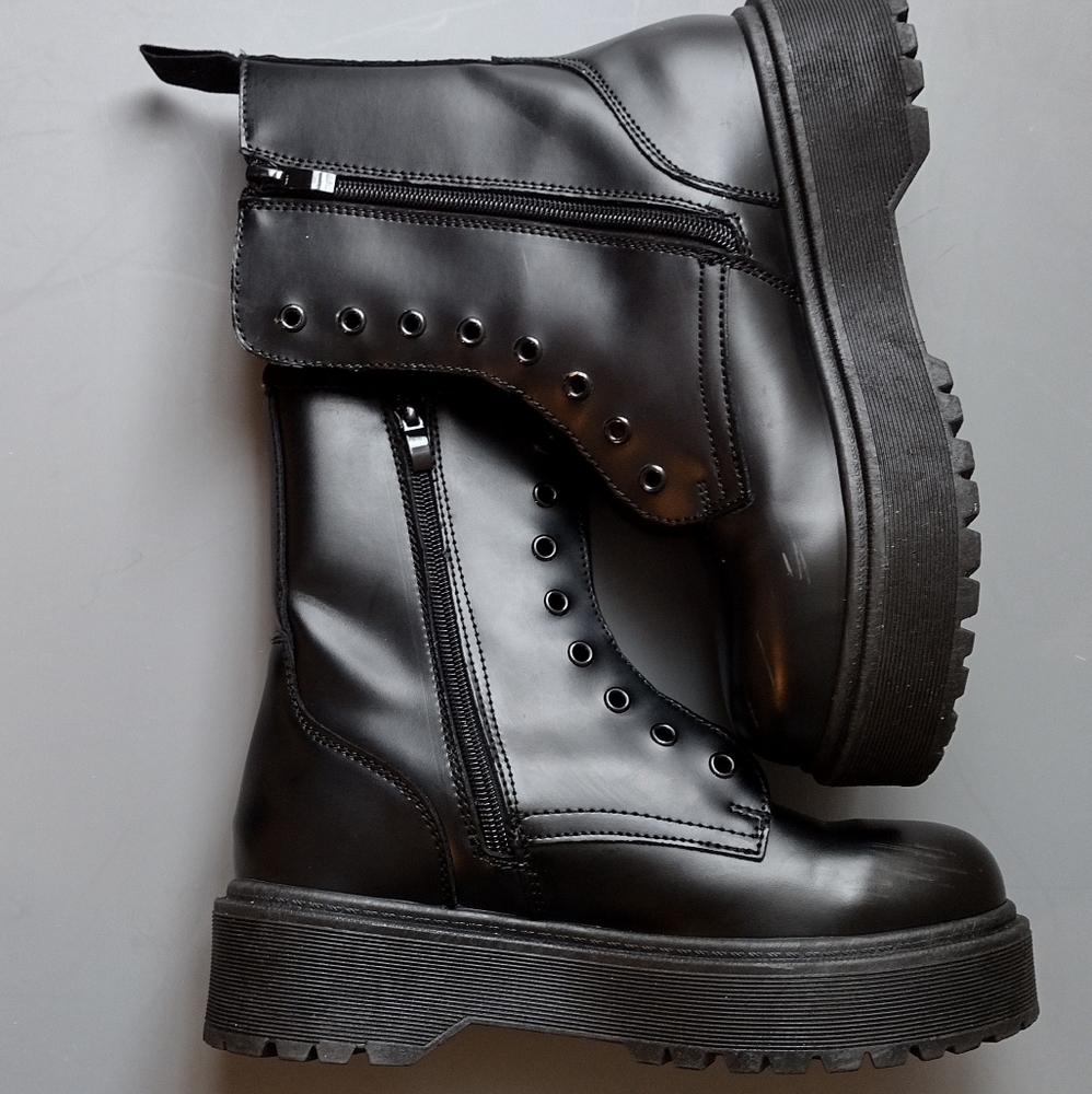 Black leather boots